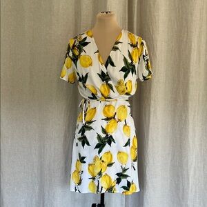 Lulu's Yellow Lemon Print Mini Dress